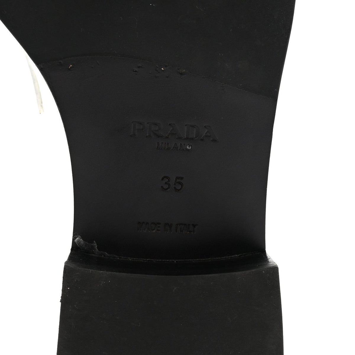 Prada Spazzolato Women's Triangle Logo 20mm Loafers 35 White