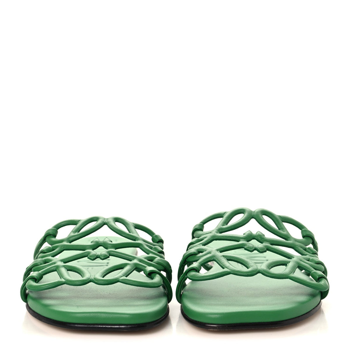 Loewe Calfskin Women's Paula's Ibiza Petal Anagram Caged Slide Sandals 38 Green