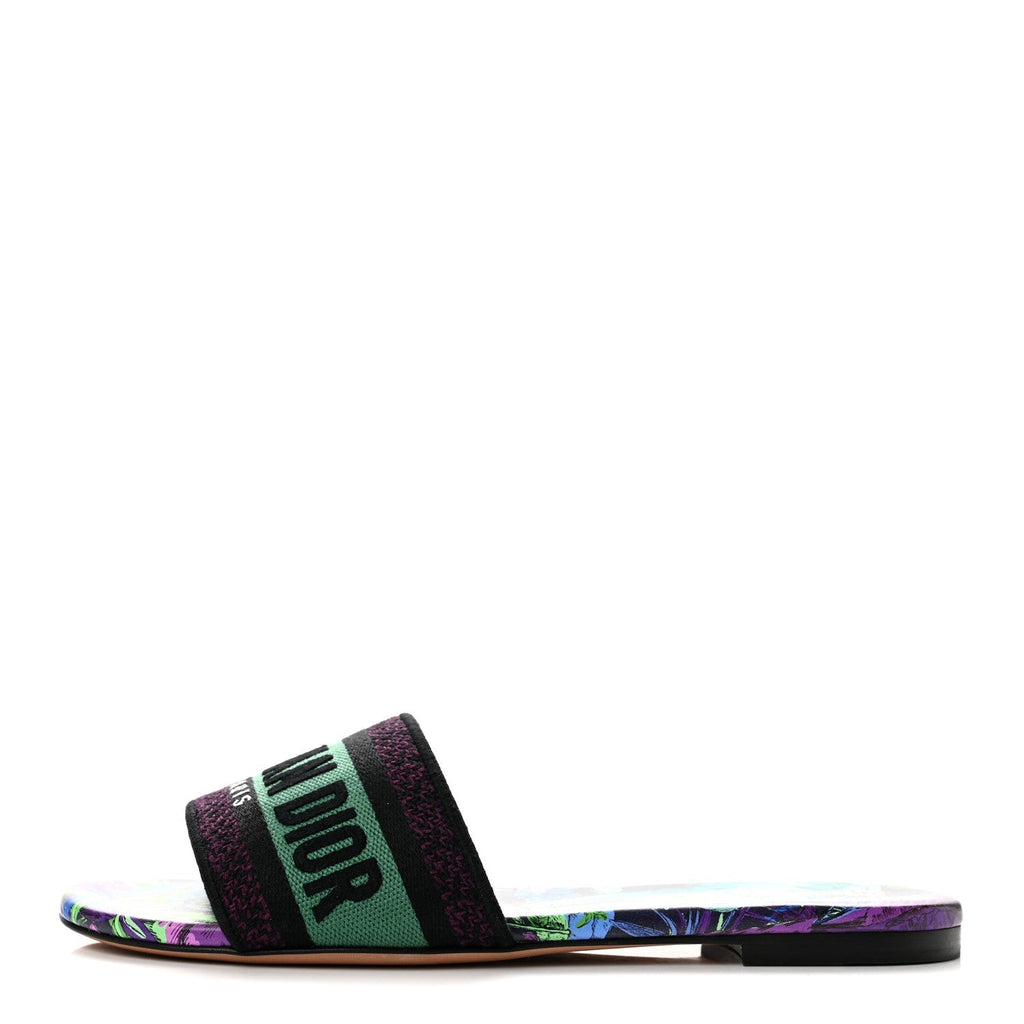 Christian Dior Canvas Women's Dway Slide Sandals 36.5 Purple Multicolor