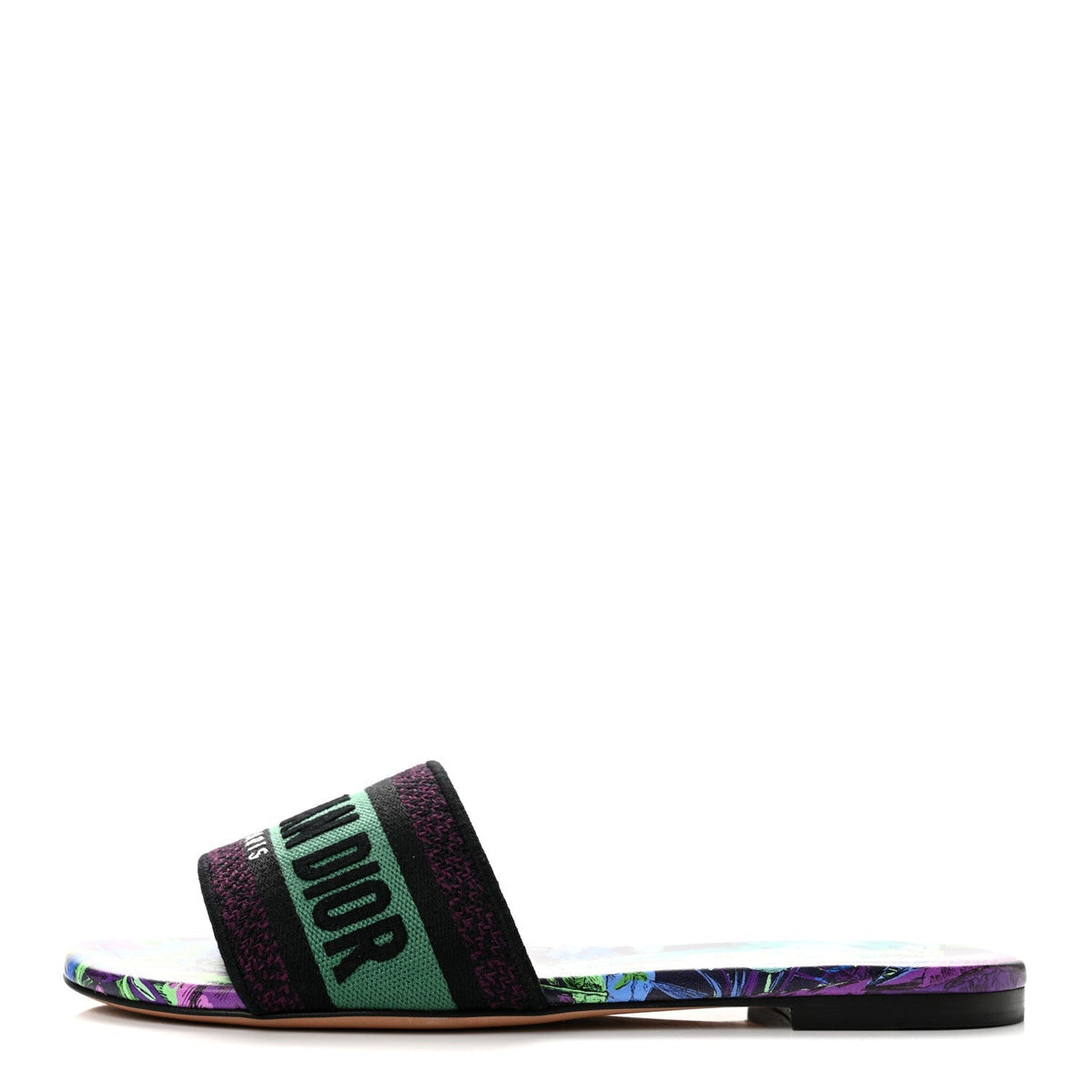 Christian Dior Canvas Women's Dway Slide Sandals 36.5 Purple Multicolor