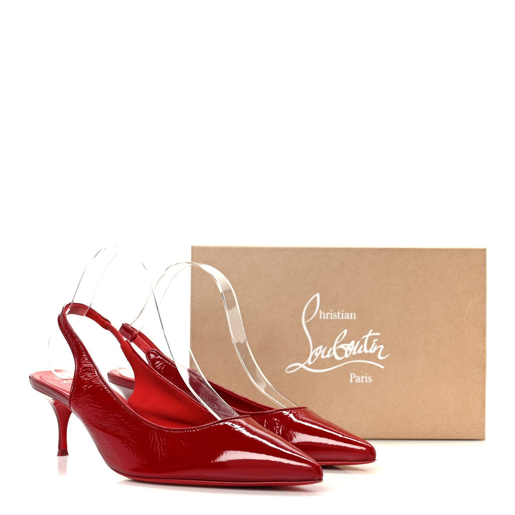Christian Louboutin Patent Women's Vogue Sporty Kate 55 Slingback 40.5 Loubi