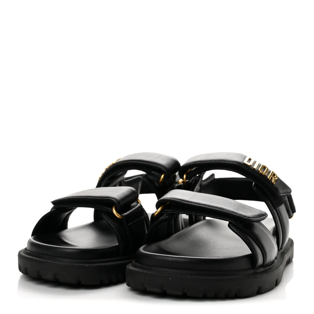 Christian Dior Lambskin Women's Dioract 10mm Sandals 36.5 Black