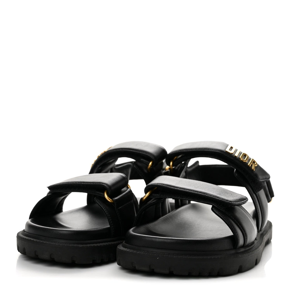 Christian Dior Lambskin Women's Dioract 10mm Sandals 36.5 Black