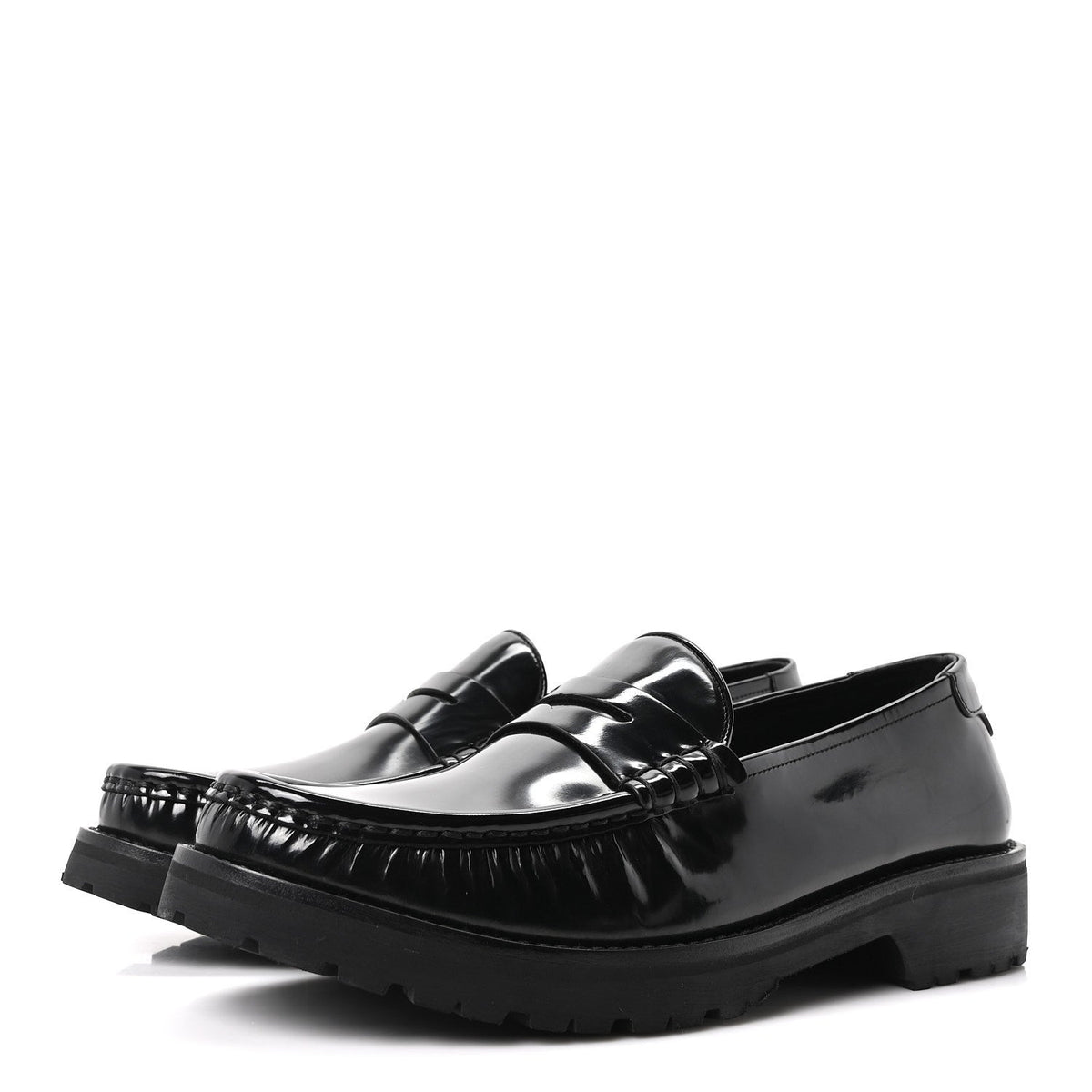 Saint Laurent Glazed Calfskin Men's Master Le Loafer 15 Moccasins 43 Black