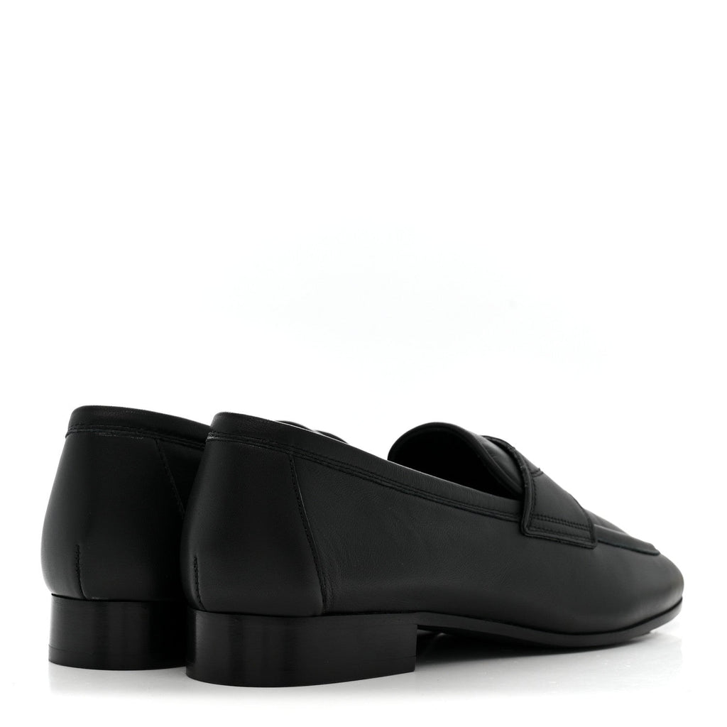 Chanel Lambskin Women's Stitched CC Loafers 35 Black