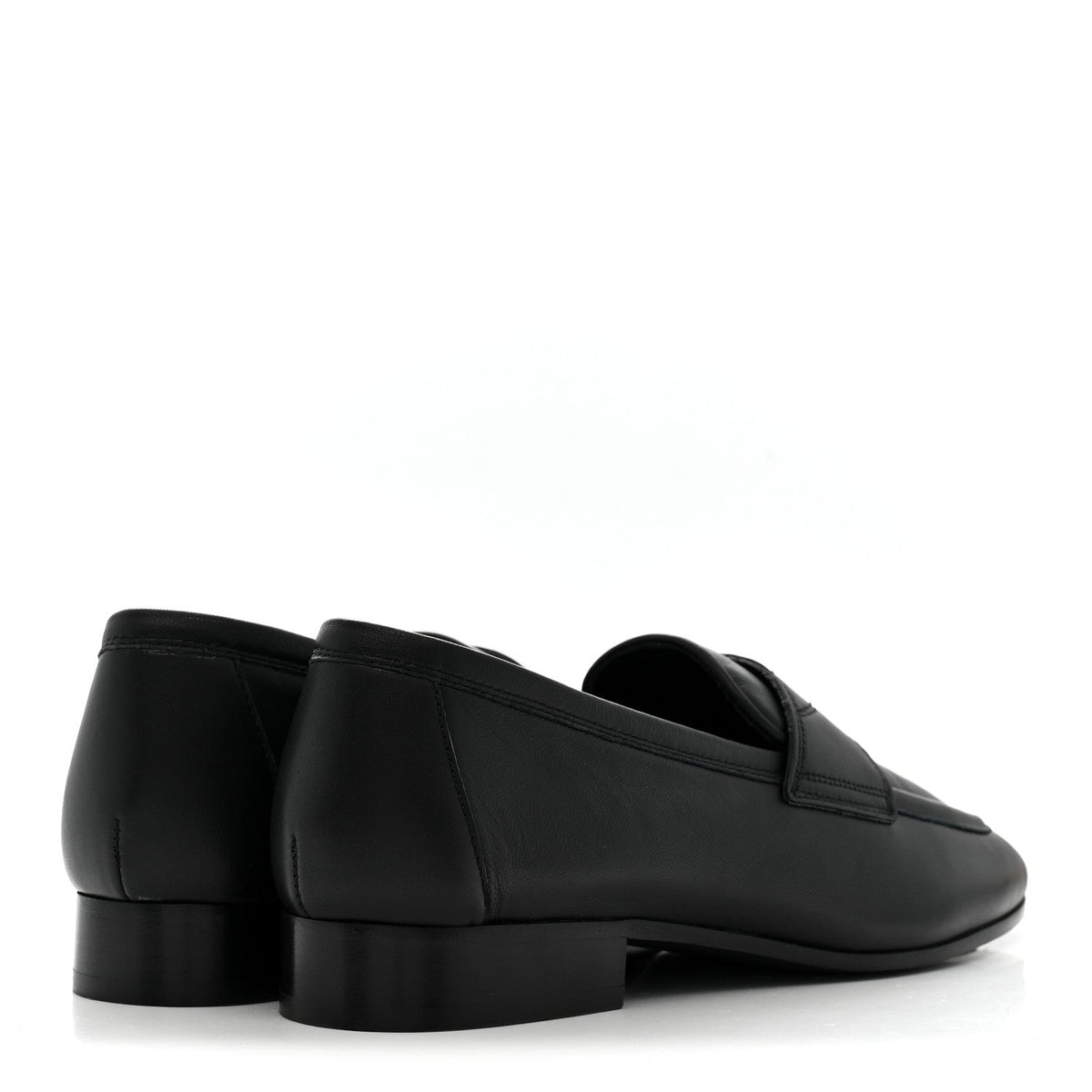 Chanel Lambskin Women's Stitched CC Loafers 35 Black