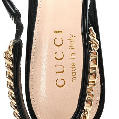 Gucci Patent Signoria 35mm Women's Slingback Pumps 36 Black