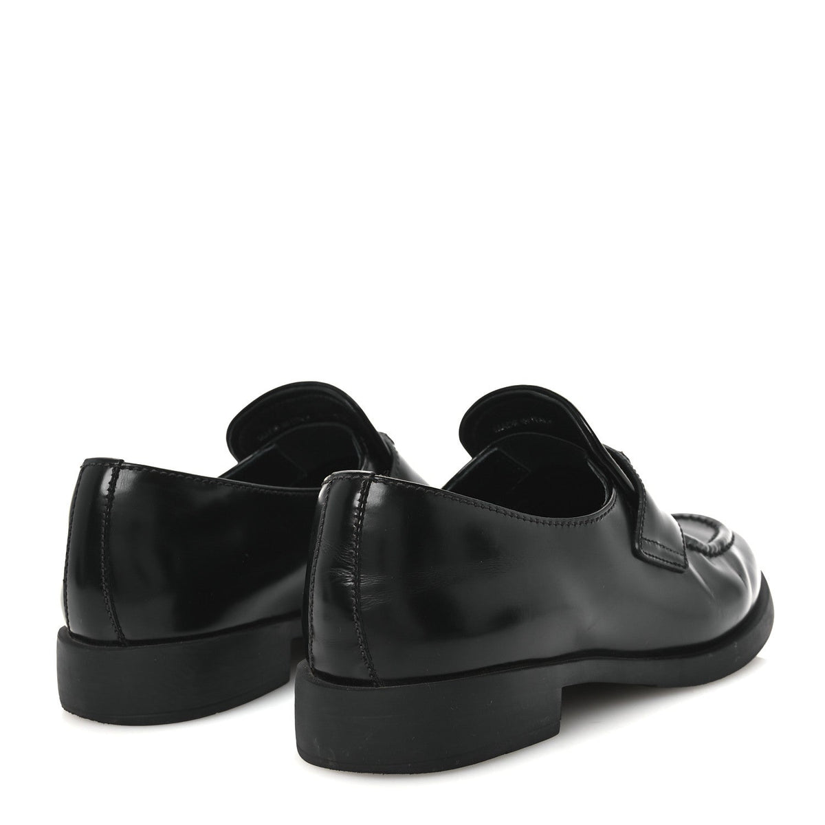 Prada Spazzolato Metal Triangle Logo 20mm Women's Loafers Black