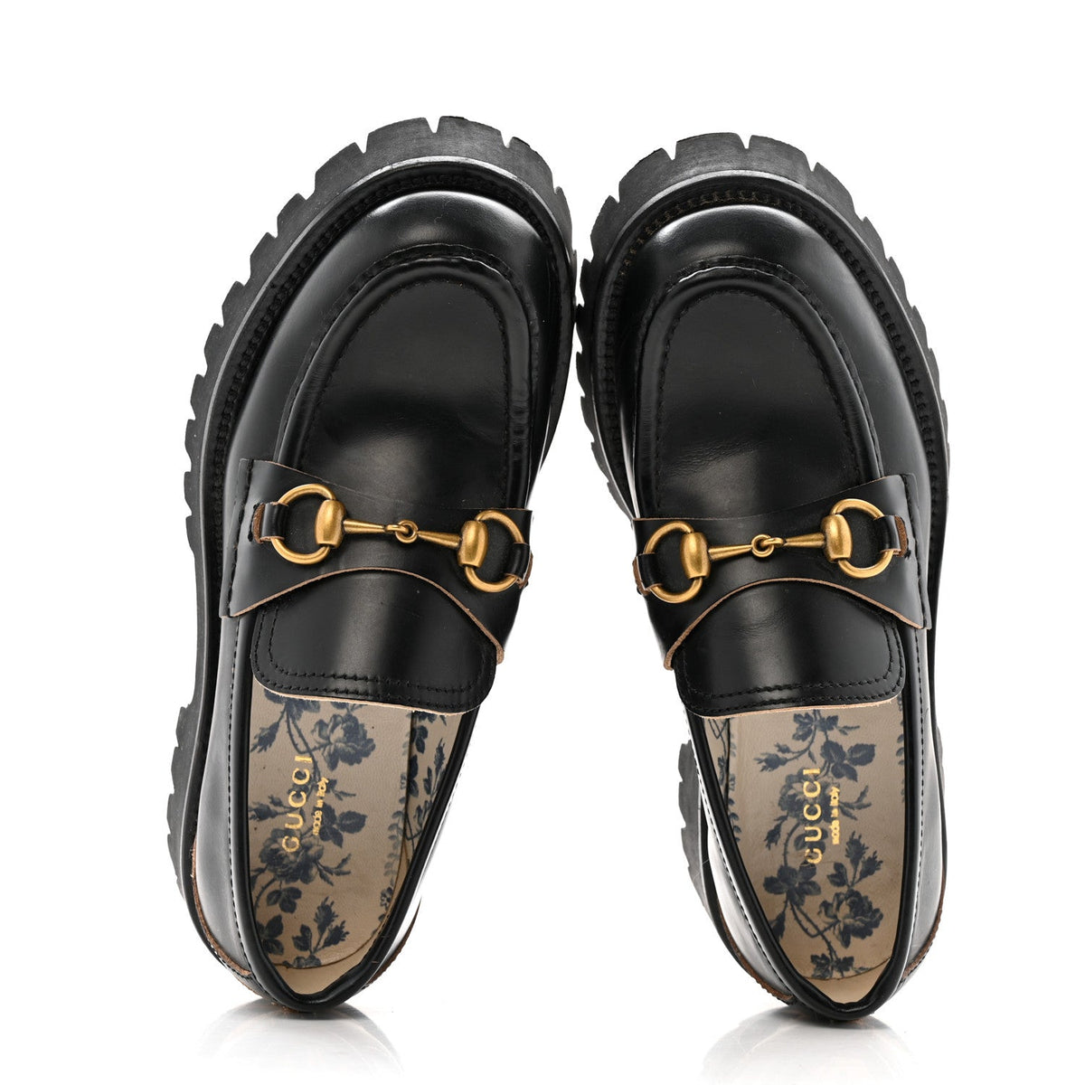 Gucci Cordovan Lux Women's Harald Horsebit Platform Loafers 37.5 Black