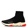 Balenciaga Neoprene Knit Women's Speed Sneakers 38 Black White Red