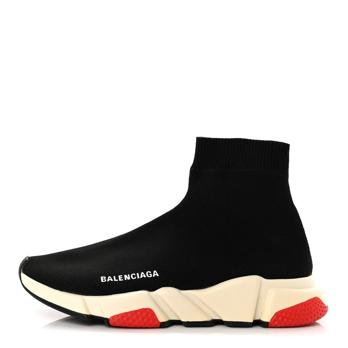 Balenciaga Neoprene Knit Women's Speed Sneakers 38 Black White Red