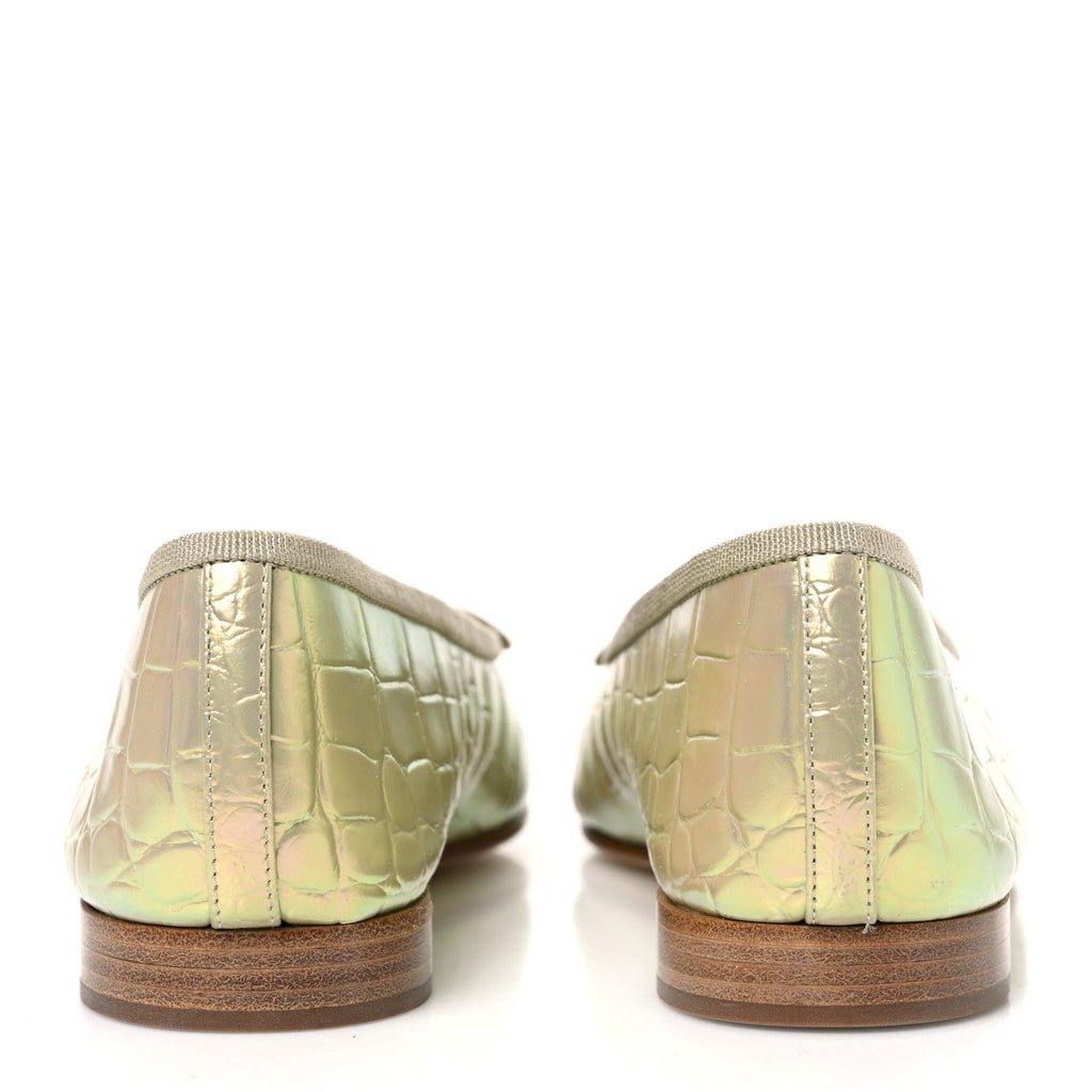 Chanel Iridescent Crocodile Embossed Women's Flats