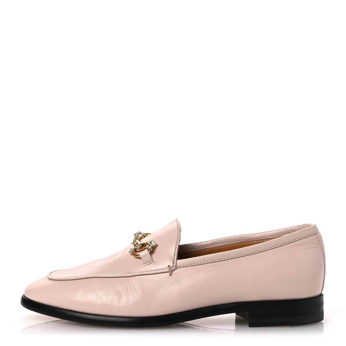 Gucci Malaga Kid Women's Crystal Horsebit Jordaan Loafers 37 Pink Hibiscus