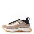 Chanel Suede Calfskin Nylon Grosgrain Women's CC Sneakers 37 Beige Pink