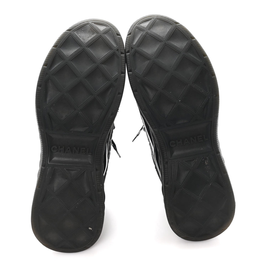 Chanel Fabric Suede Men's CC Sneakers 44 Black