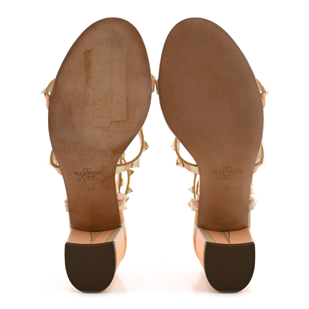 Valentino Garavani Nappa Calfskin Women's Rockstud City Sandals 38 Mandarin Sorbet