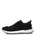 Chanel Calfskin Mesh Lycra Suede Women's Logo Sneakers 40 Black