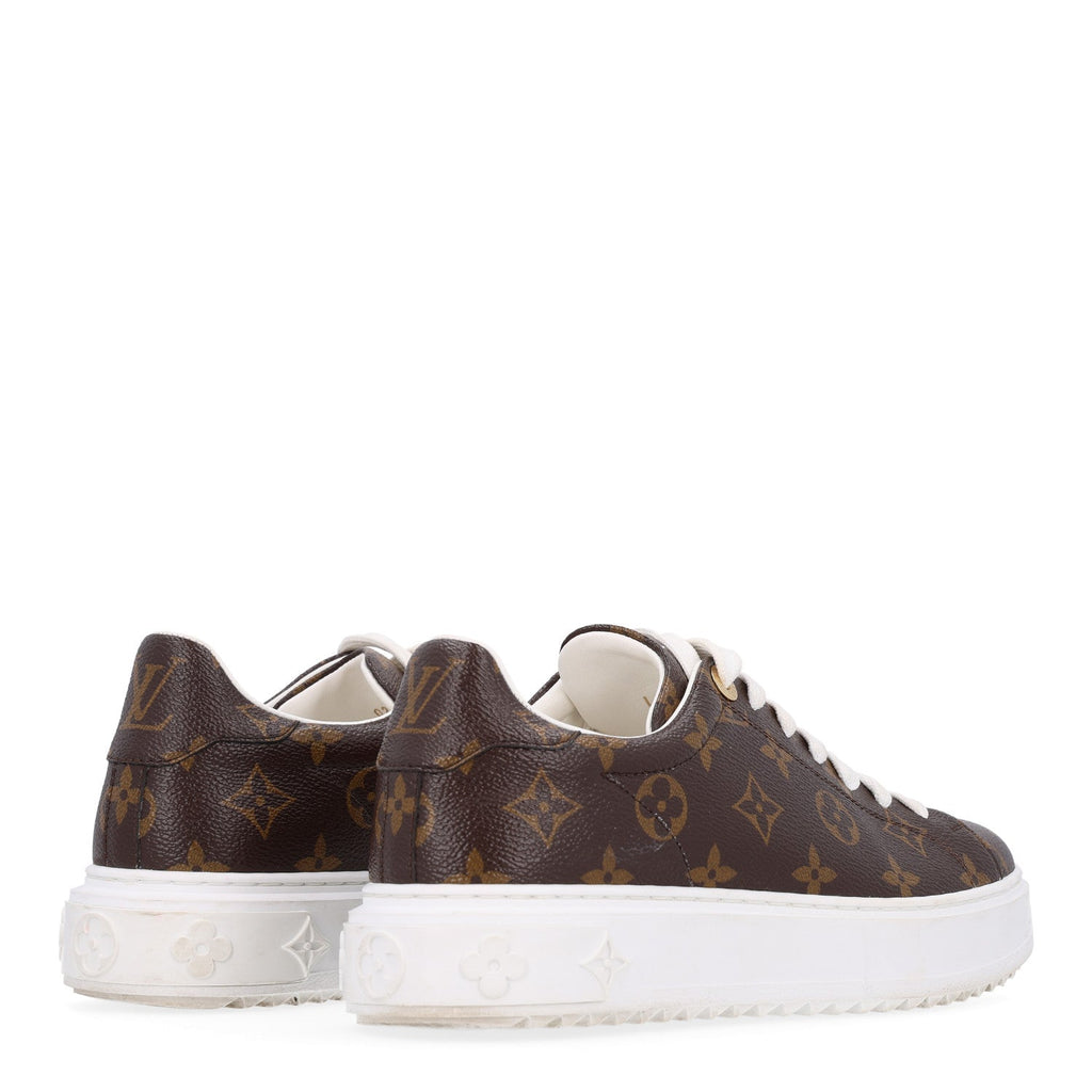 Louis Vuitton Monogram Women's Time Out Sneakers 38.5 Brown