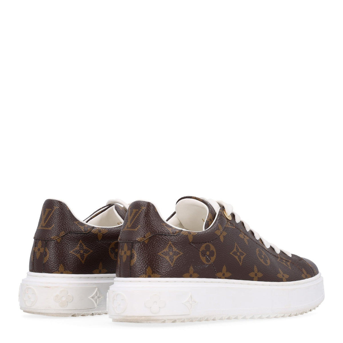 Louis Vuitton Monogram Women's Time Out Sneakers 38.5 Brown