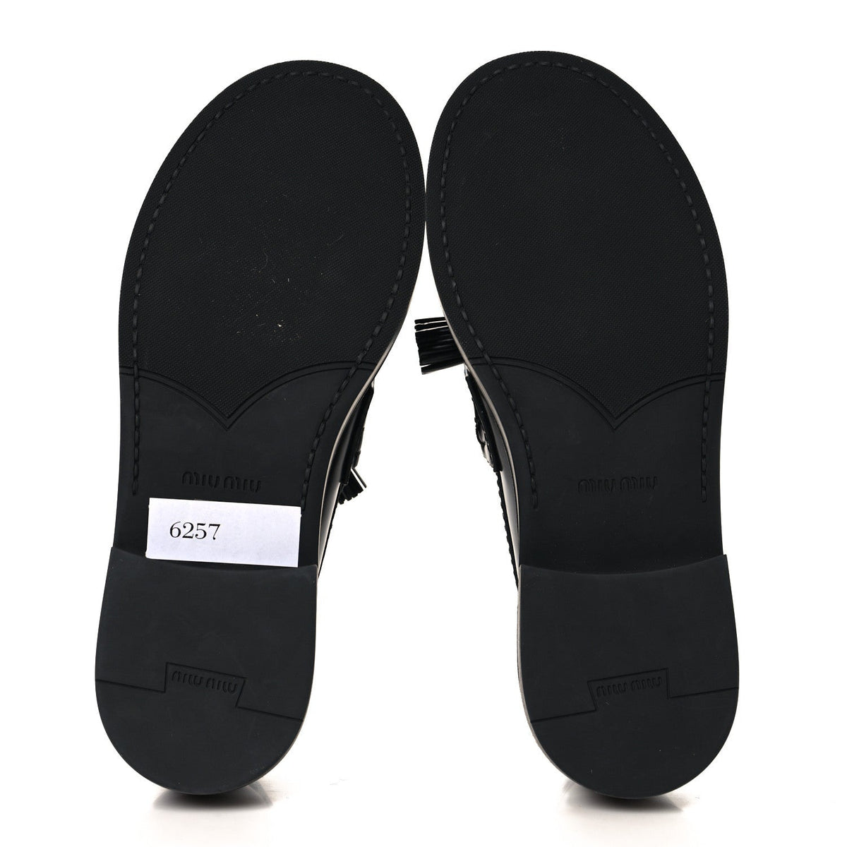 Miu Miu Spazzolato Calfskin Women's Tassel Loafers 36.5 Black