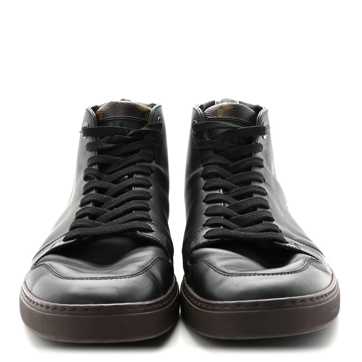 Louis Vuitton Calfskin Monogram Men's Line-Up Sneaker Boot 6 Black