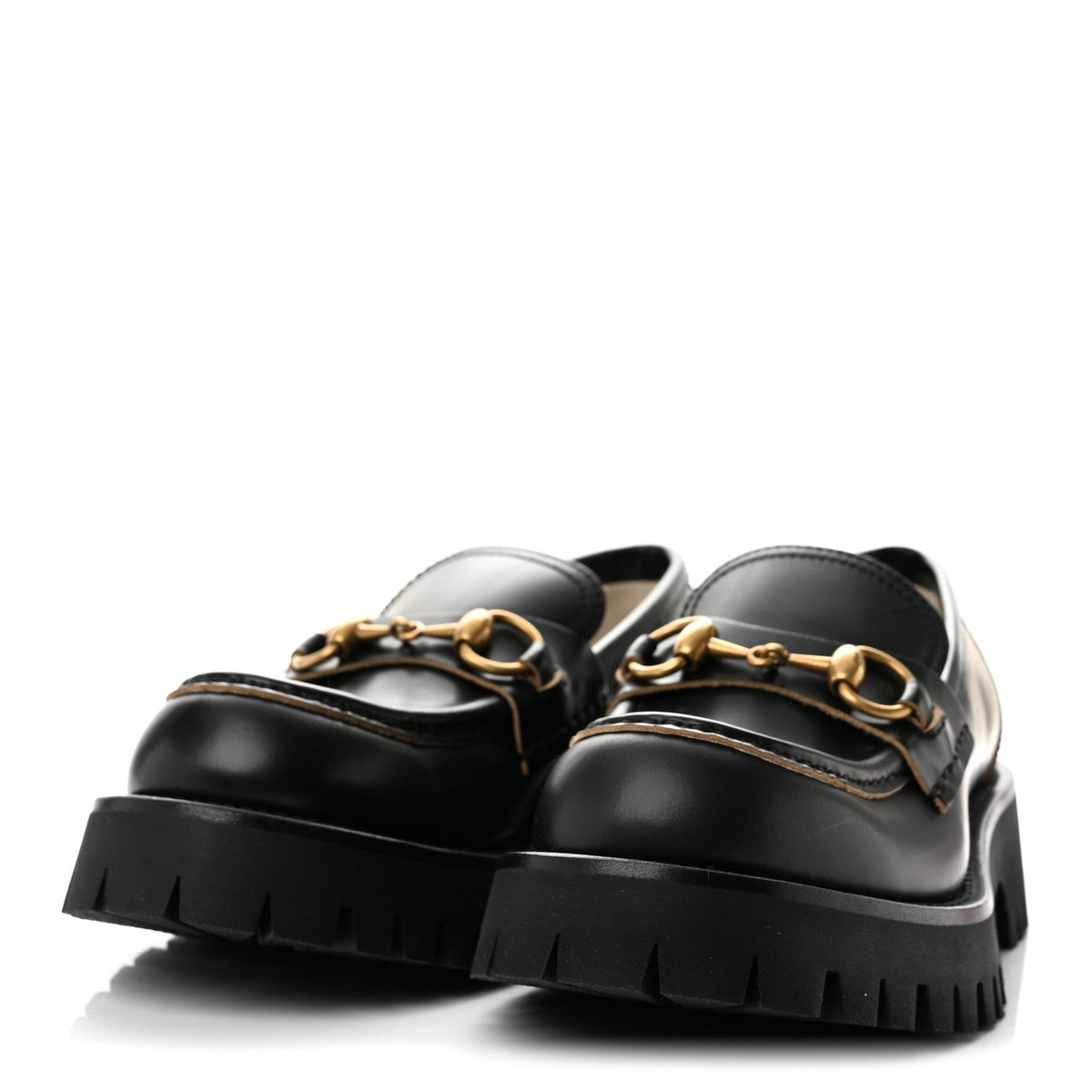 Gucci Cordovan Lux Women's Harald Horsebit Platform Loafers 35.5 Black