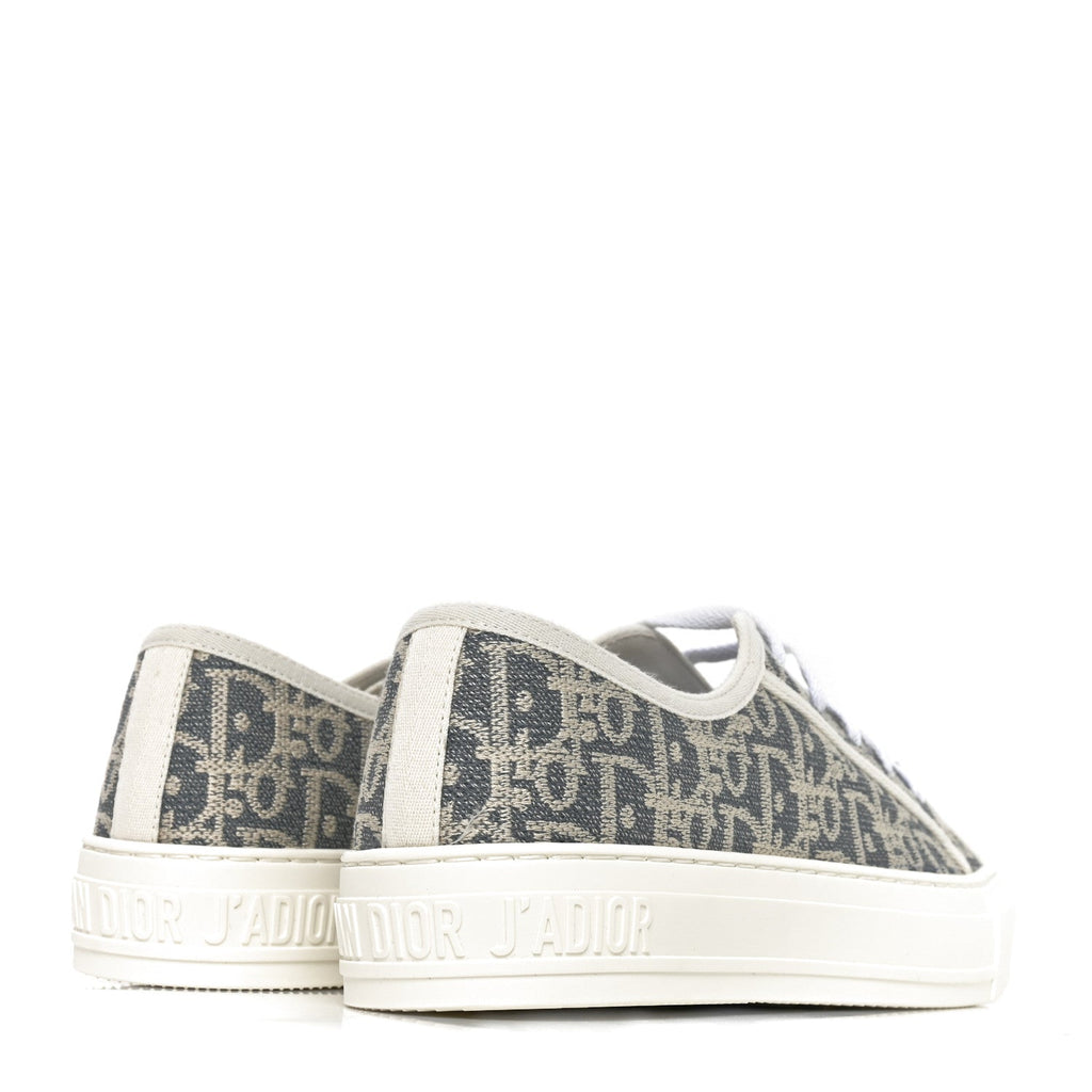 Christian Dior Oblique Raffia Effect Women's Walk'N'Dior Low Top Sneakers 37 Blue