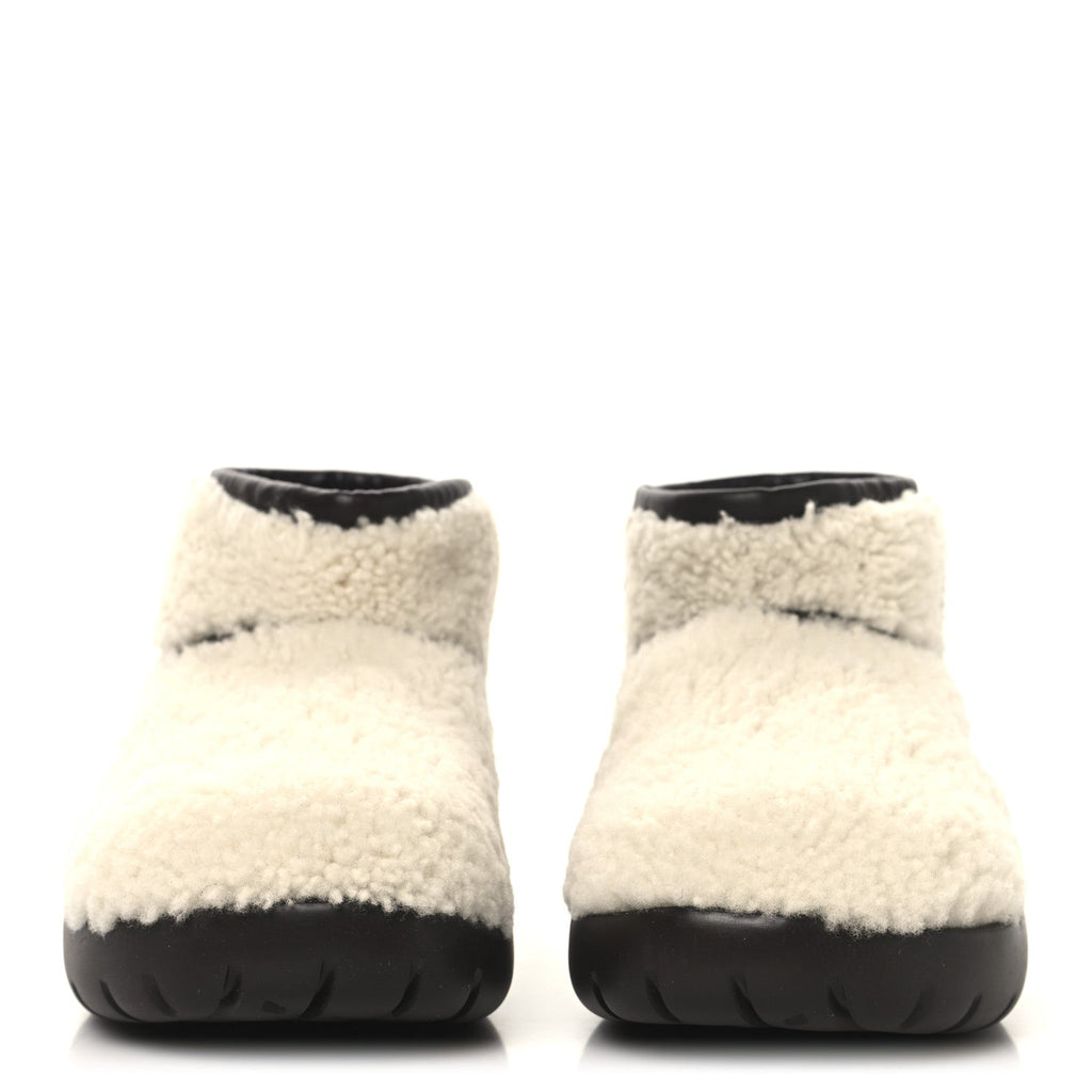Bottega Veneta Shearling Women's Snap Ankle Boots 40 White