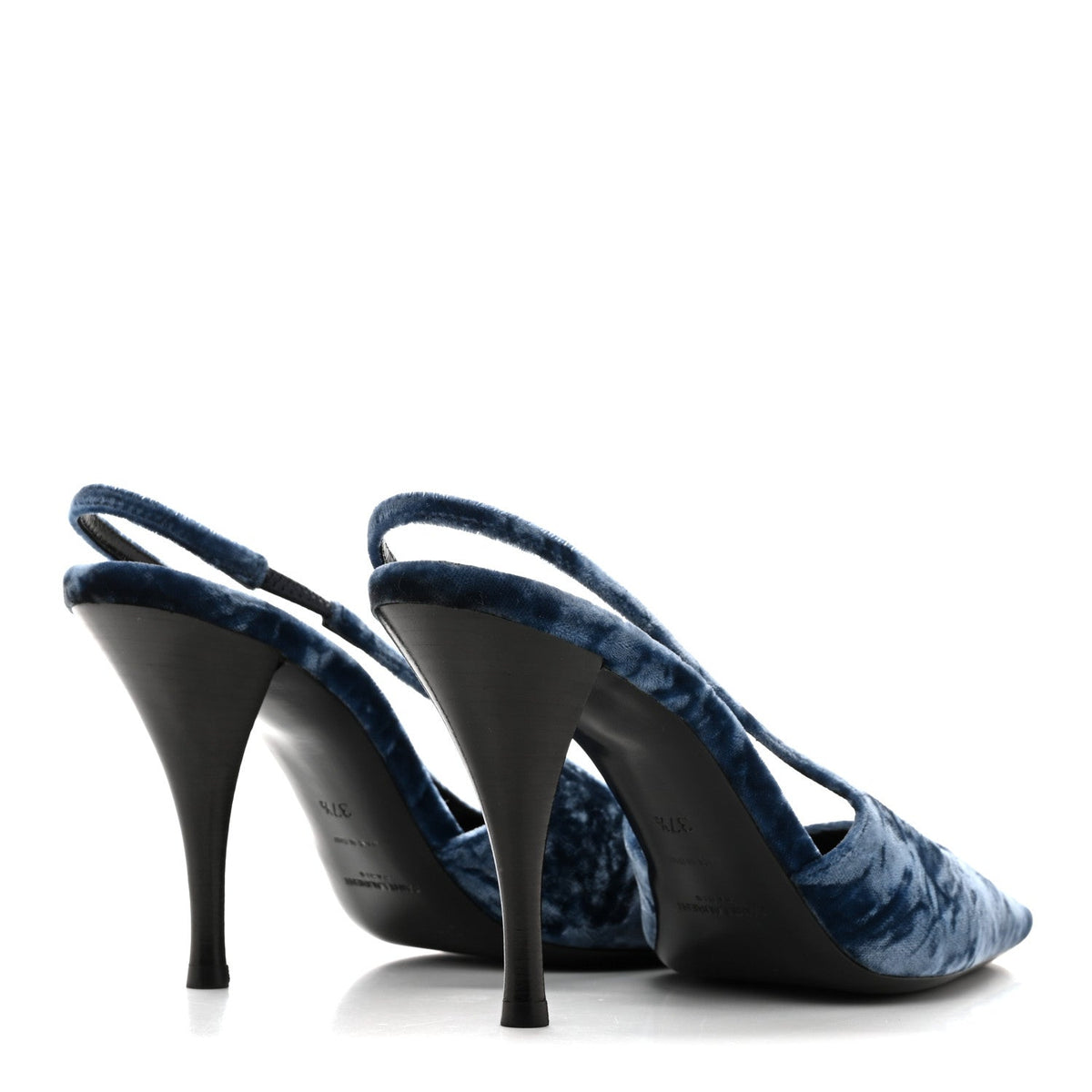 Saint Laurent Velvet Women's Tom 90 Dream Slingback Pumps 37.5 Denim