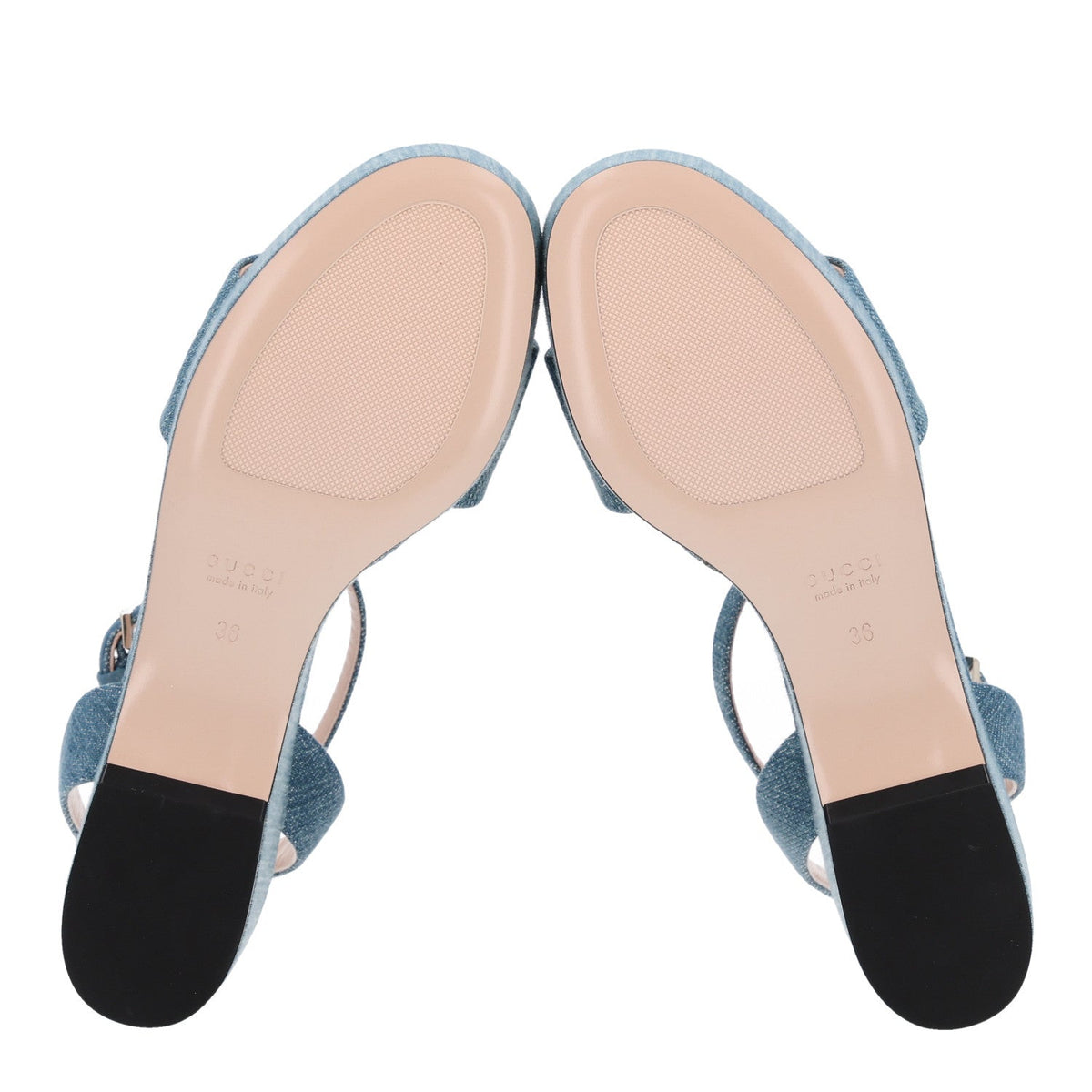 Gucci Denim Women's Horsebit Flatform Sandals 36 Old Azure