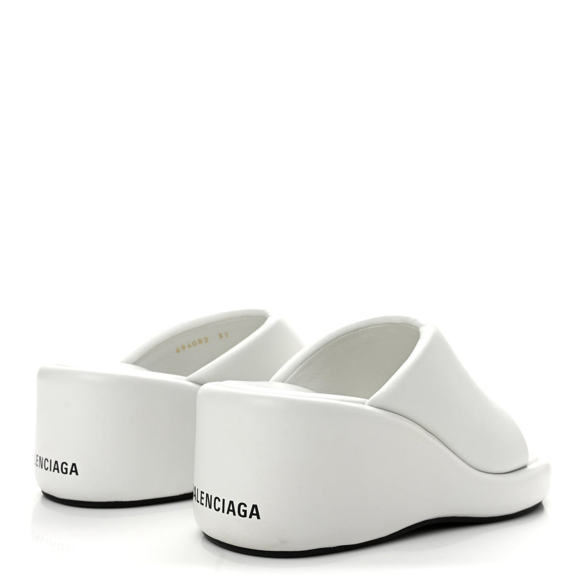 Balenciaga Smooth Nappa Women's Rise Wedge Sandals 37 White Black