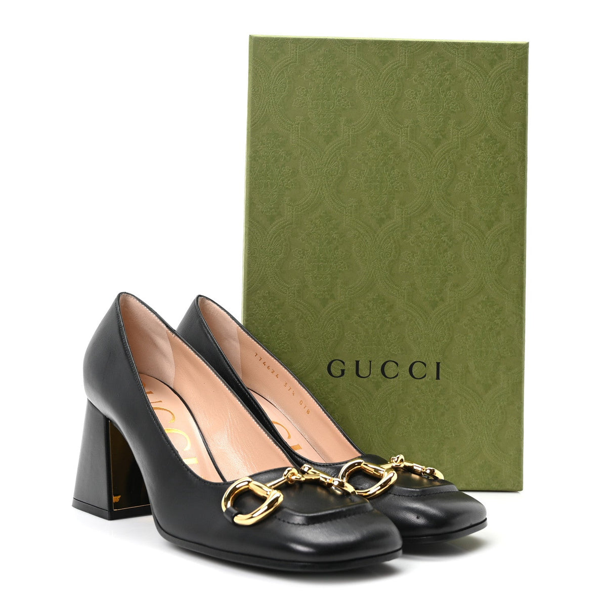 Gucci Malaga Kid Women's Horsebit 75mm Pumps 37.5 Black
