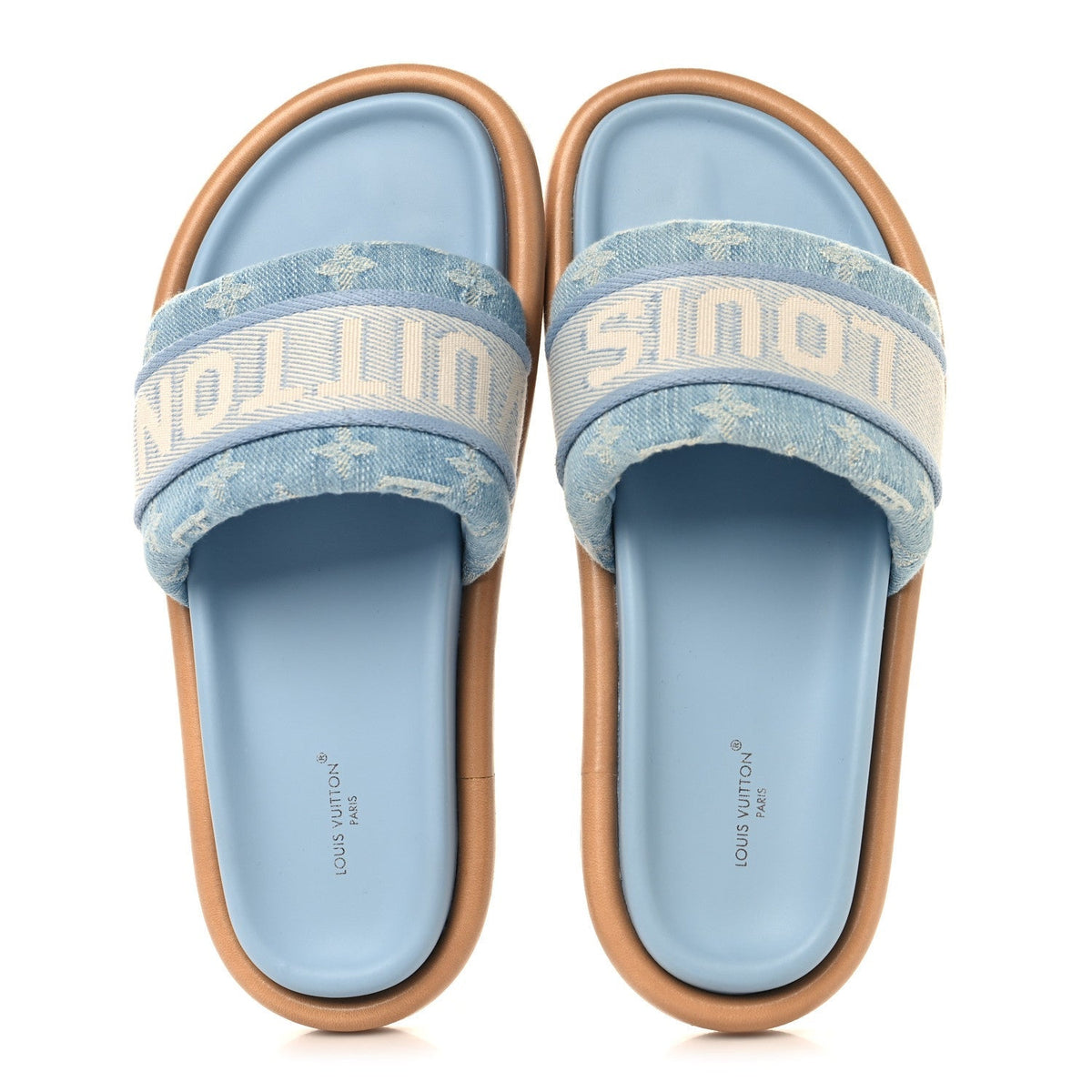Louis Vuitton Monogram Denim Women's LV Bliss Comfort Mules 39 Turquoise