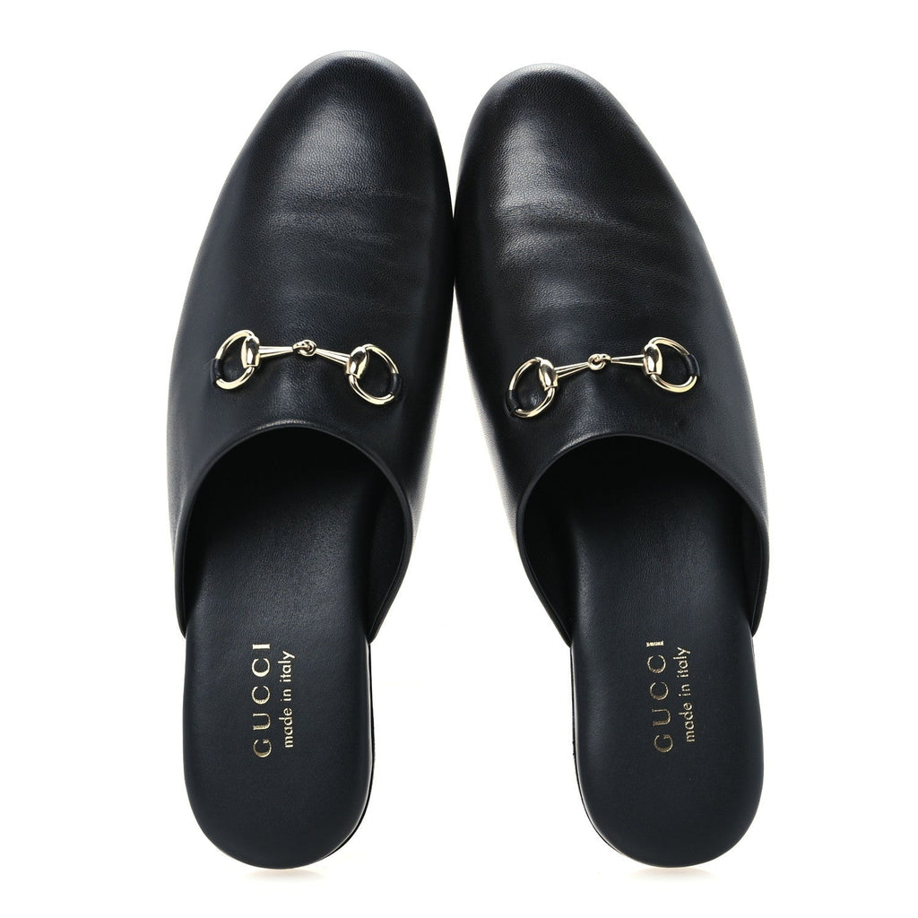Gucci Nappa Women's Annette Horsebit Slippers 39.5 Black