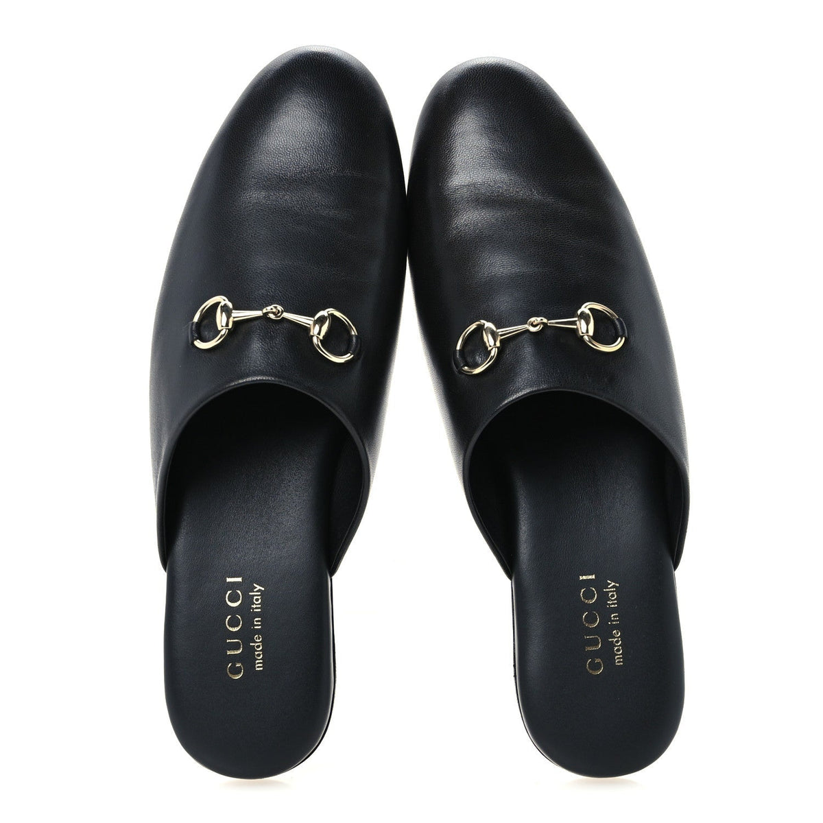 Gucci Nappa Women's Annette Horsebit Slippers 39.5 Black