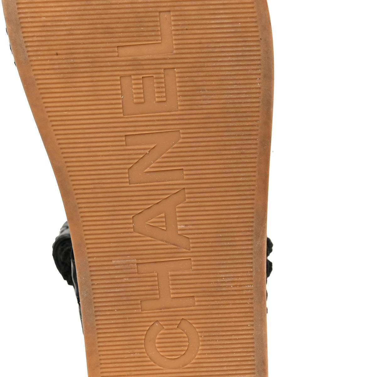Chanel Cord Lambskin Women's Quilted Logo Sandals 37 Black