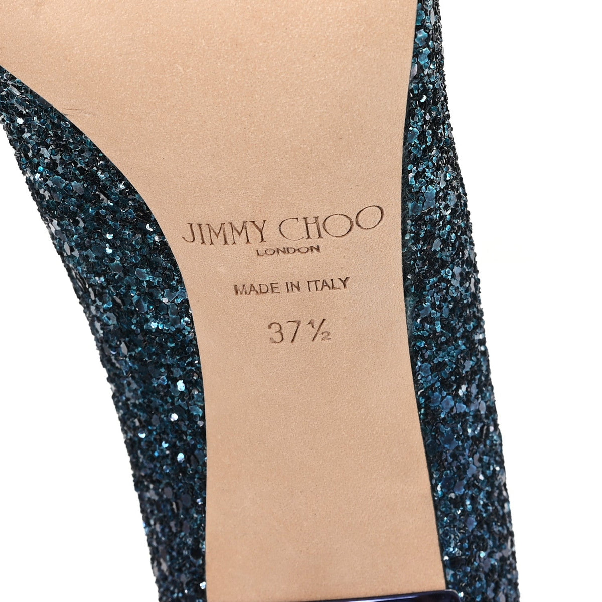 Jimmy Choo Glitter Women's Romy 100 Pumps 37.5 Peacock Navy