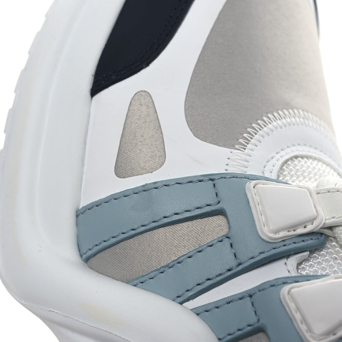 Louis Vuitton Calfskin Technical Nylon Women's LV Archlight Sneakers 38 White Blue Gris