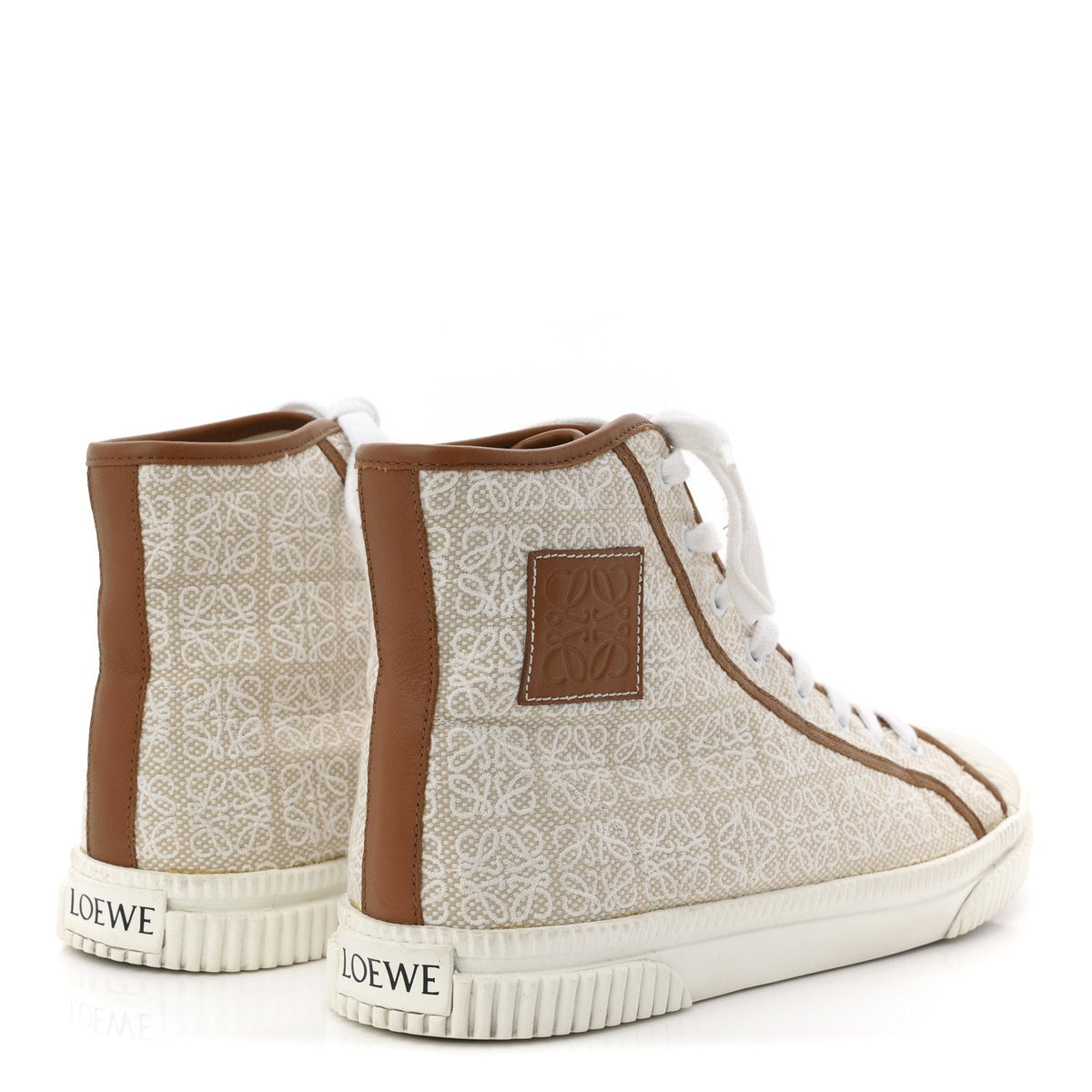 Loewe Jacquard Calfskin Men's Anagram High Top Sneakers 42 Natural White