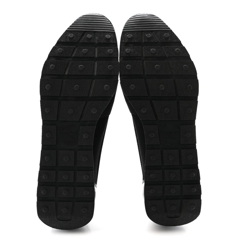 Balenciaga Patent Calfskin Neoprene Mesh Suede Men's Race Runner Sneakers 43 Black Navy