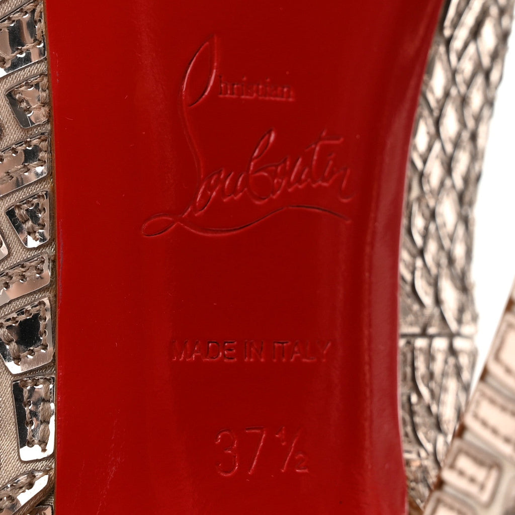 Christian Louboutin Satin Women's Mosaique No Prive 120 Pumps 37.5 Silver