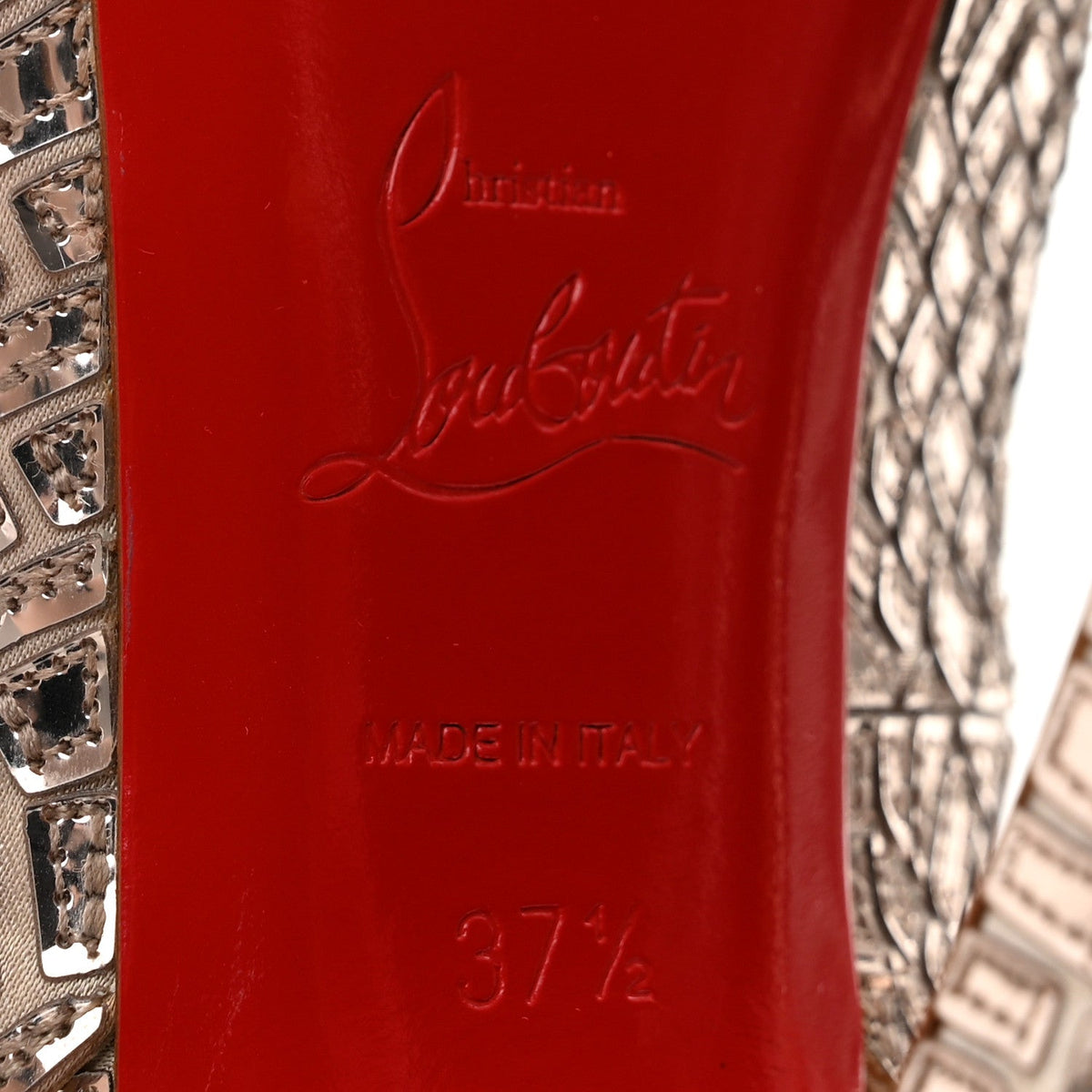 Christian Louboutin Satin Women's Mosaique No Prive 120 Pumps 37.5 Silver