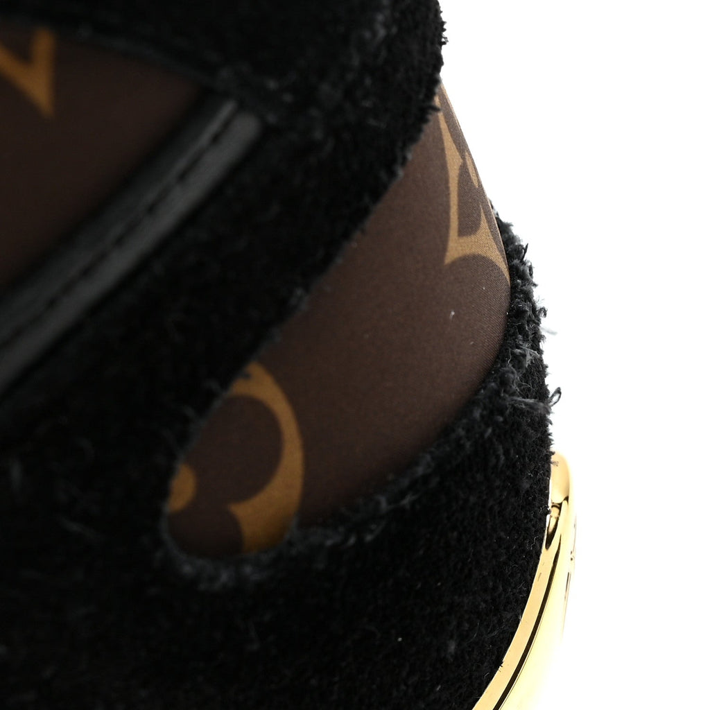 Louis Vuitton Suede Calfskin Recycled Monogram Nylon Women's Run Away Sneakers 39 Black