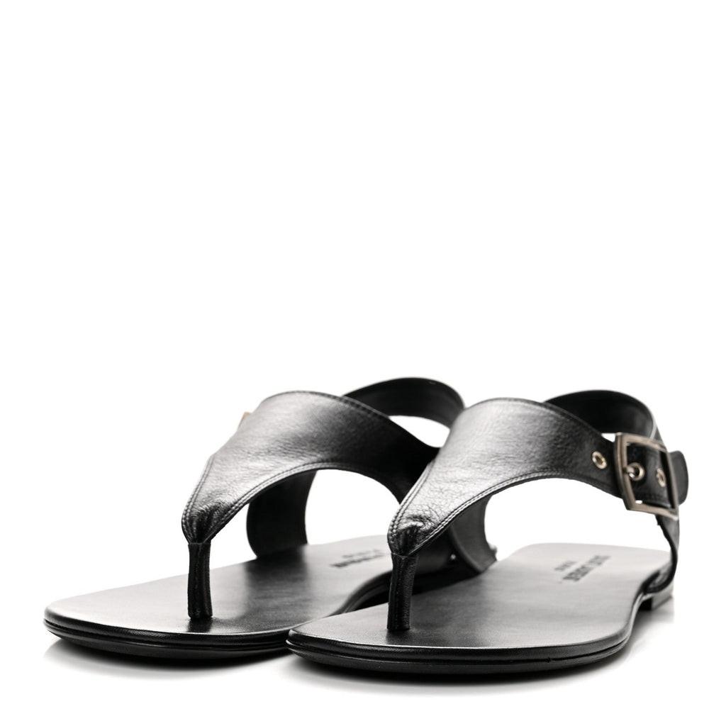 Saint Laurent Calfskin Women's Incrociato Denver Monogram Sandals 36 Black