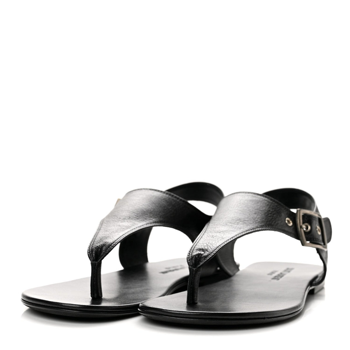 Saint Laurent Calfskin Women's Incrociato Denver Monogram Sandals 36 Black
