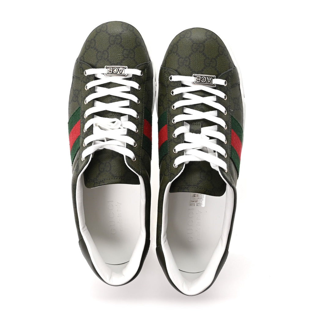 Gucci GG Supreme Monogram Men's New Ace Sneakers 9 Green