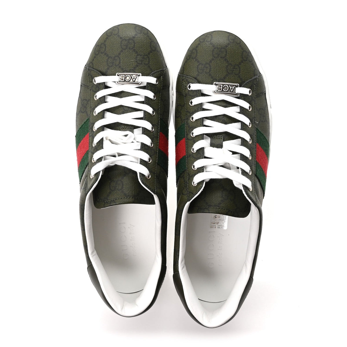 Gucci GG Supreme Monogram Men's New Ace Sneakers 9 Green