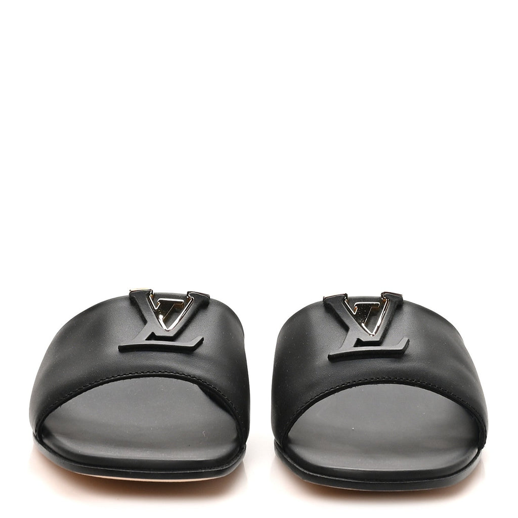 Louis Vuitton Calfskin Women's LV Mare Flat Mules 37.5 Black