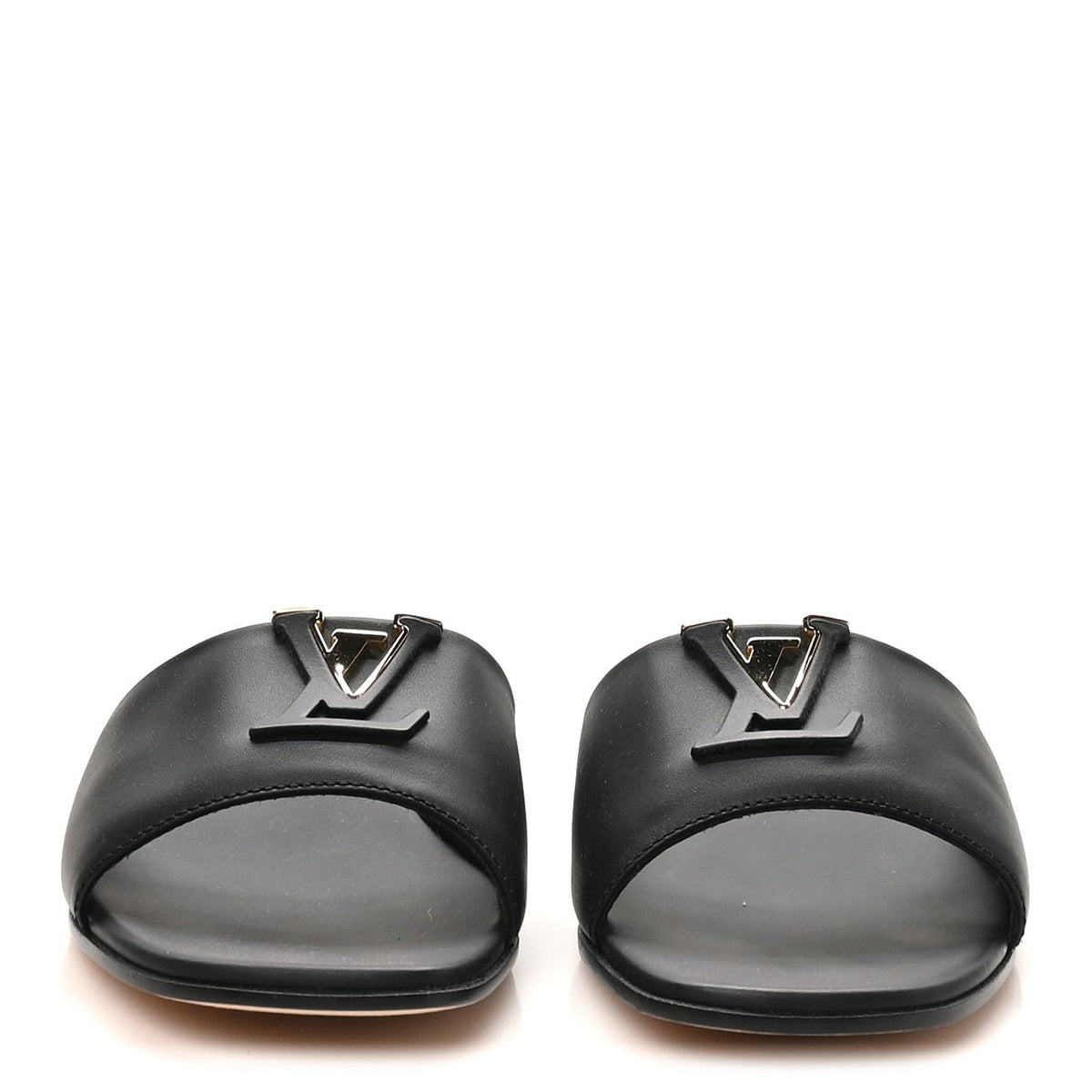 Louis Vuitton Calfskin Women's LV Mare Flat Mules 37.5 Black