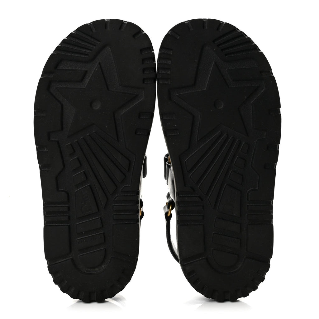 Christian Dior Lambskin Women's Dioract 10mm Sandals 36.5 Black
